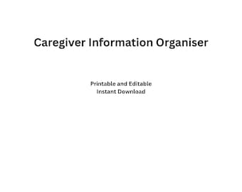 Caregiver Emergency and Information Organiser Printable Care Planner Editable Canva PDF Instant Download
