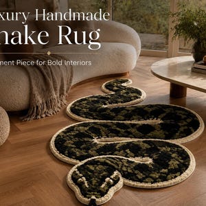 Alfombra de lana con forma de serpiente, alfombra de área con diseño de animales tejida a mano en tamaños personalizados.