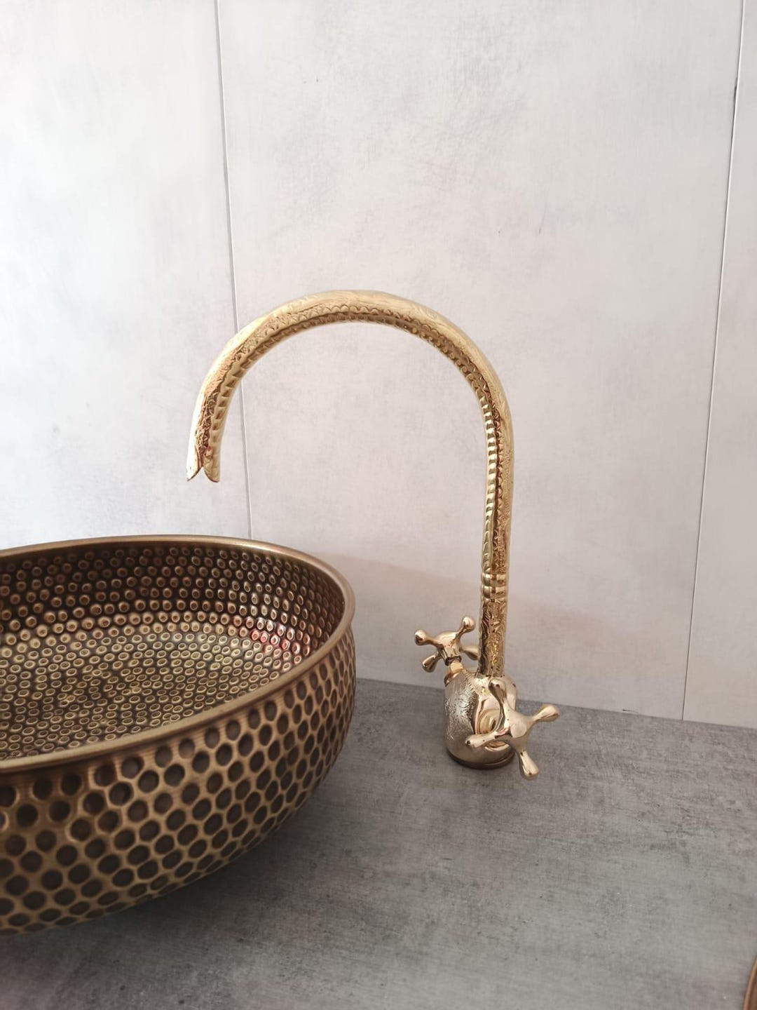 Unique Bathroom Faucet _vintage Style Unlacquered Brass Gooseneck ...