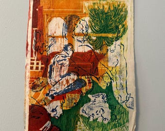 Houtsnede verkleining print | Gelaagde interieurscène, Japans shoji-papier, beperkte oplage (optie ingelijst)