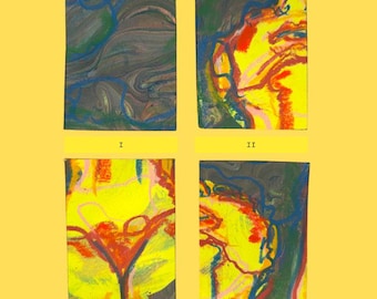 Sehnsucht Original ACEO Kunstwerk | Siebdruck Monodruck Fragment | Mini Original Zeitgenössische Kunst