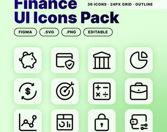 Fintech UI Icon Pack – 36 Finance Icons, SVG PNG Figma