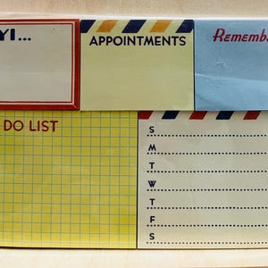 May include: A collection of sticky notes with different labels. The top row features "FYI...", "APPOINTMENTS", and "Remember!". Below are "TO DO LIST" with numbered lines and a weekly planner with days of the week.