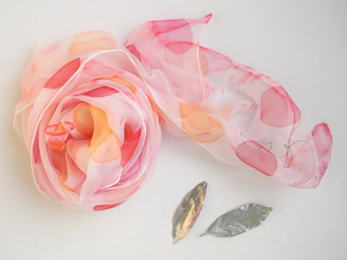 Pink and Orange Silk Scarf.raspberry Scarf.silk Scarf.polka Etsy Australia