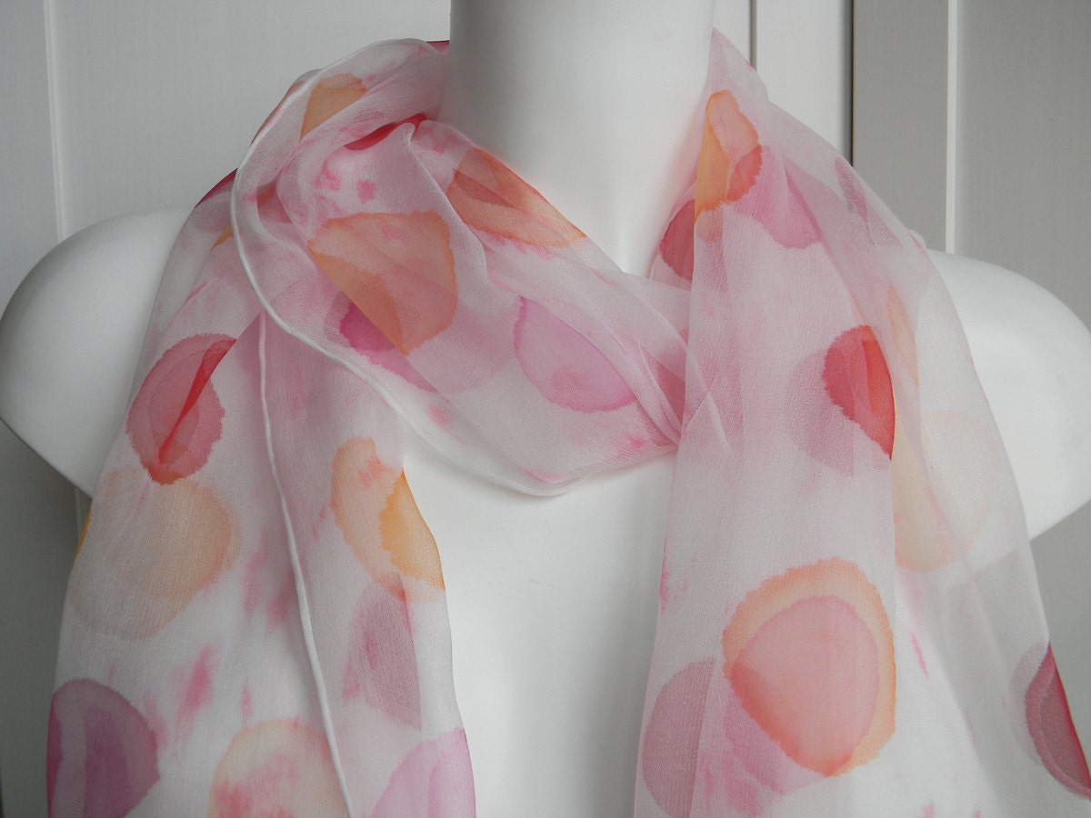 Pink and Orange Silk Scarf.raspberry Scarf.silk Scarf.polka Etsy Ireland