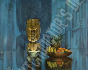 August Holland Licensed Mid Century tiki art print "A Pearl of Wisdom" 30X24