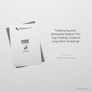 Trading Journal Template – Minimalist A4 PDF | Trade Log, Win Rate Tracker, Setup Collection, Monthly Overview