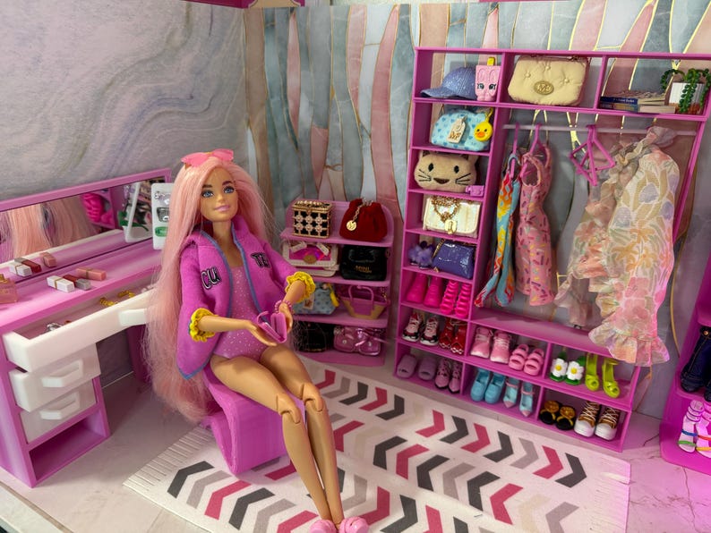 Barbie Doll Closet | Doll Wardrobe Storage With Shelves for Clothes ...
