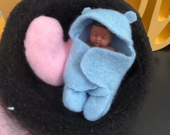 Bear Swaddle Blanket for Mini ZURU Dolls | Handmade 2.5 Inch Doll Clothes