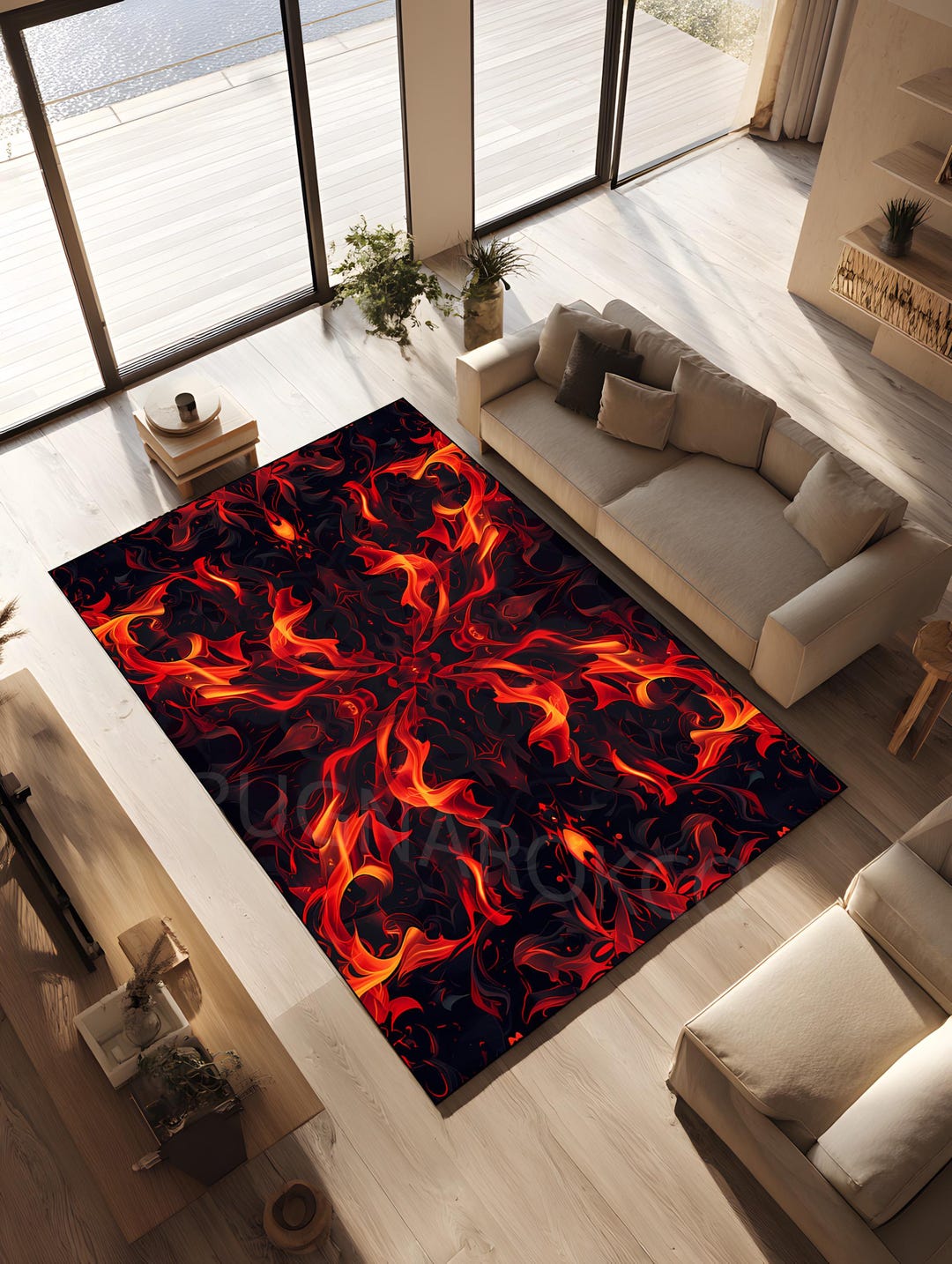 Fire Rugs Custom Abstract Fire Rug,black and Red Marble Rug,abstract Modern Rug,modern ...