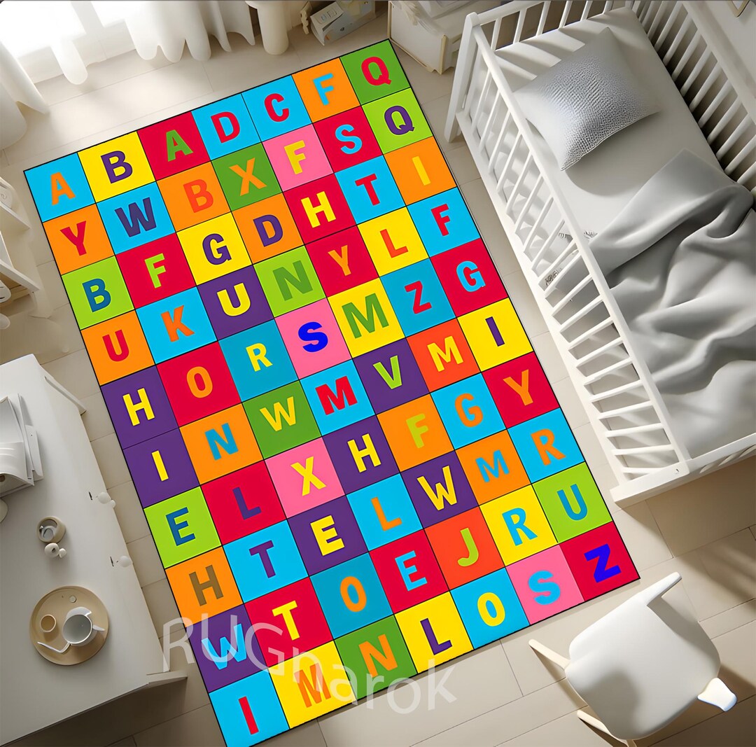 Learn the Alphabet Nursery Rug,vibrant Letters and Numbers Printed ...