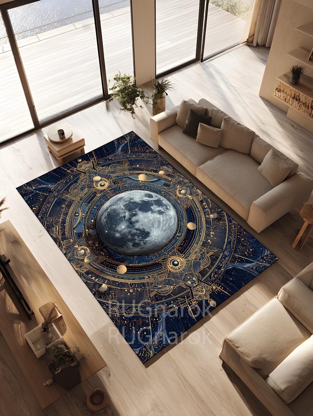 Beware Rug Moon Rug Lunar Phase Moon Rug – Celestial Round Carpet With Astral Symbols ...