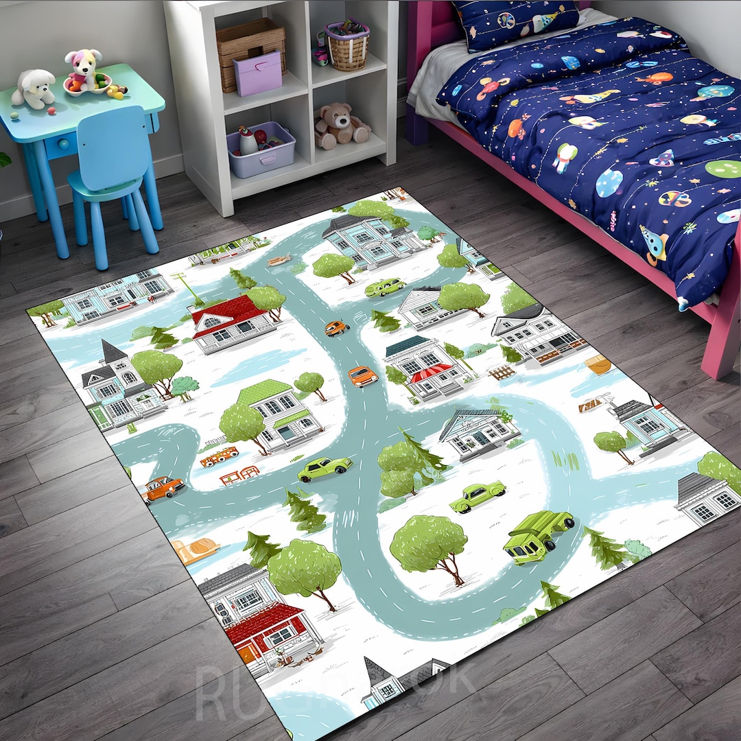 Kids City Map Play Rug – Interactive Town Road Carpet for Toddlers ...
