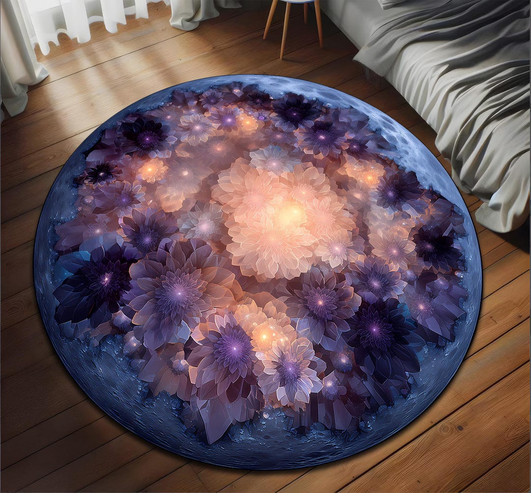 Moon Rags Moon Printed Round Rug,moon Rugs,moon Printed Washable Circle Carpet ...