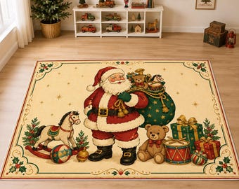 Santa Toy Sack Rug, Christmas Toy Carpet, Nostalgic Holiday Decor