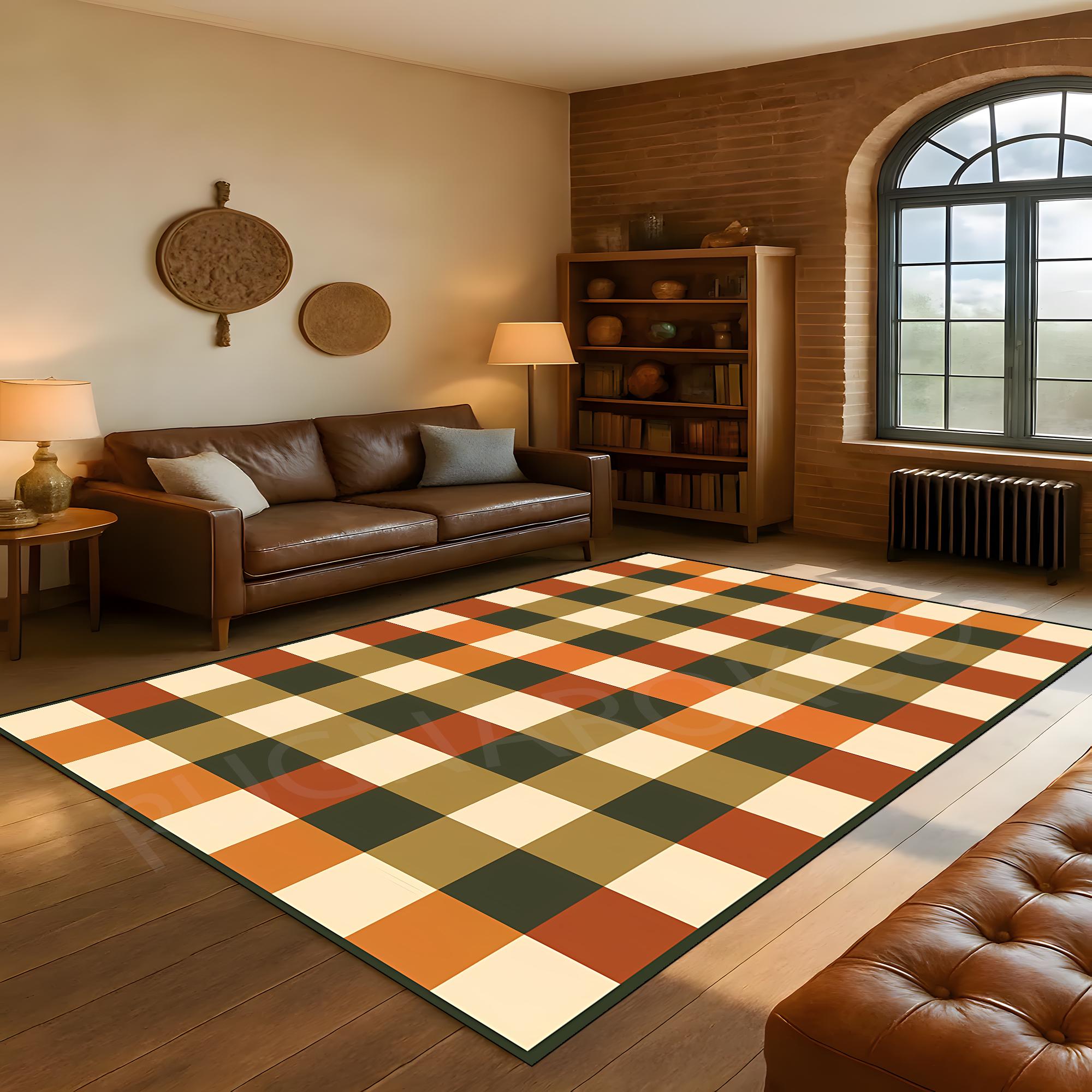 Checkboard Rug Pattern Seamless Retro Checkerboard Grid Pattern Rug, Geometric Square Block Carpet,mid ...