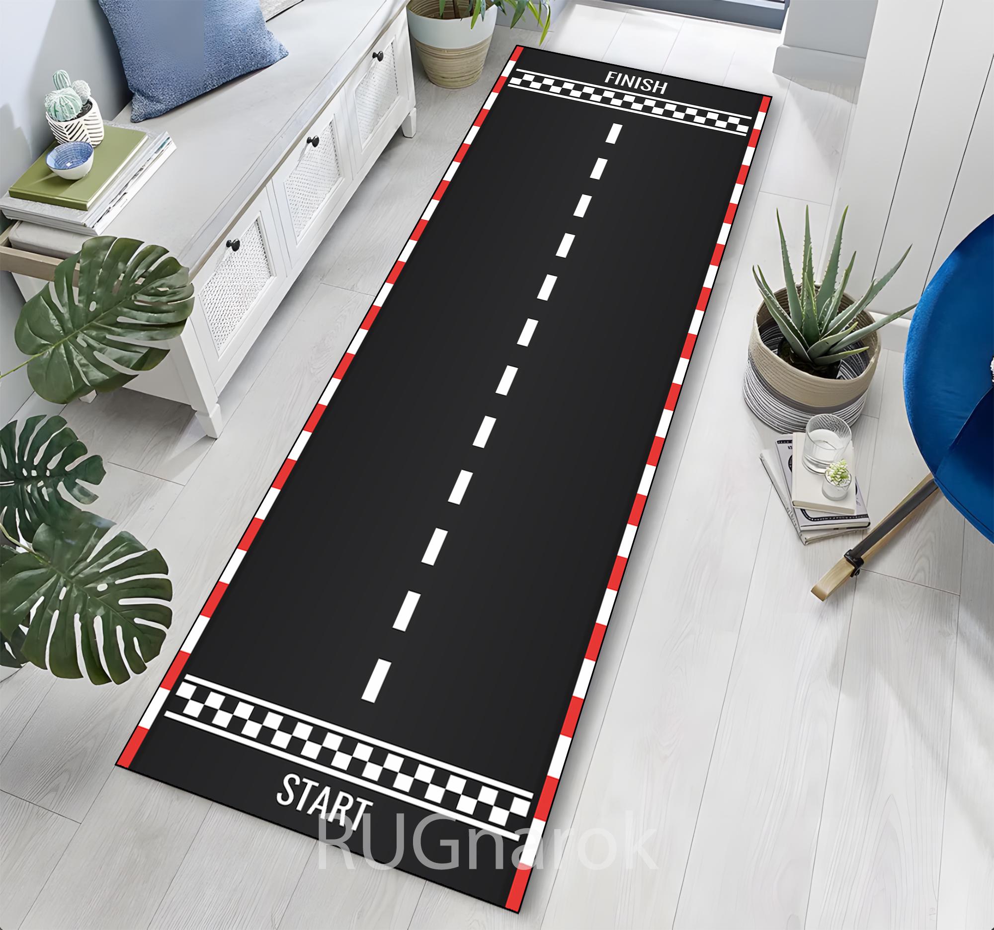 Race Track Runner Rug,racetrack With Start and Finish Lines Printed ...
