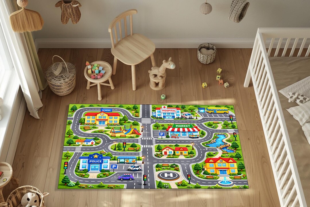 Road Rug,car Rug,traffic Rug,city Map Play Rug,road Carpet With ...