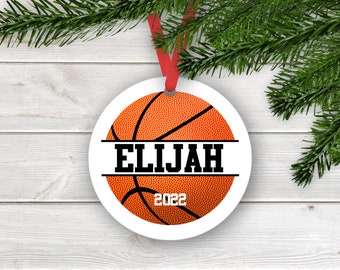 Basketball Christmas Ornament - Personalized Keepsake Ornament with Basketball Player Name and Year