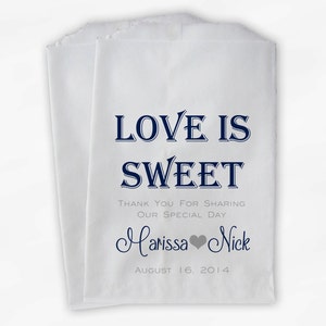 Custom Kraft Paper Bags Love Is Sweet Calligraphy Wedding Candy Buffet Treat Bags Personalized Favor Bags in Black and Red 0122