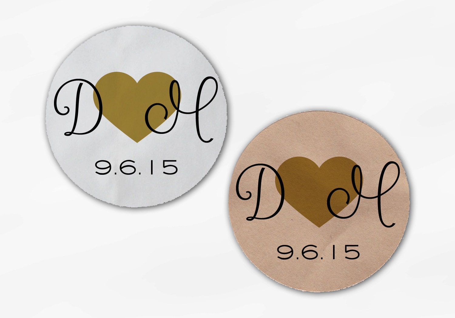 108 Initials and Wedding Date with Heart Hershey Kiss Labels Stickers Favors