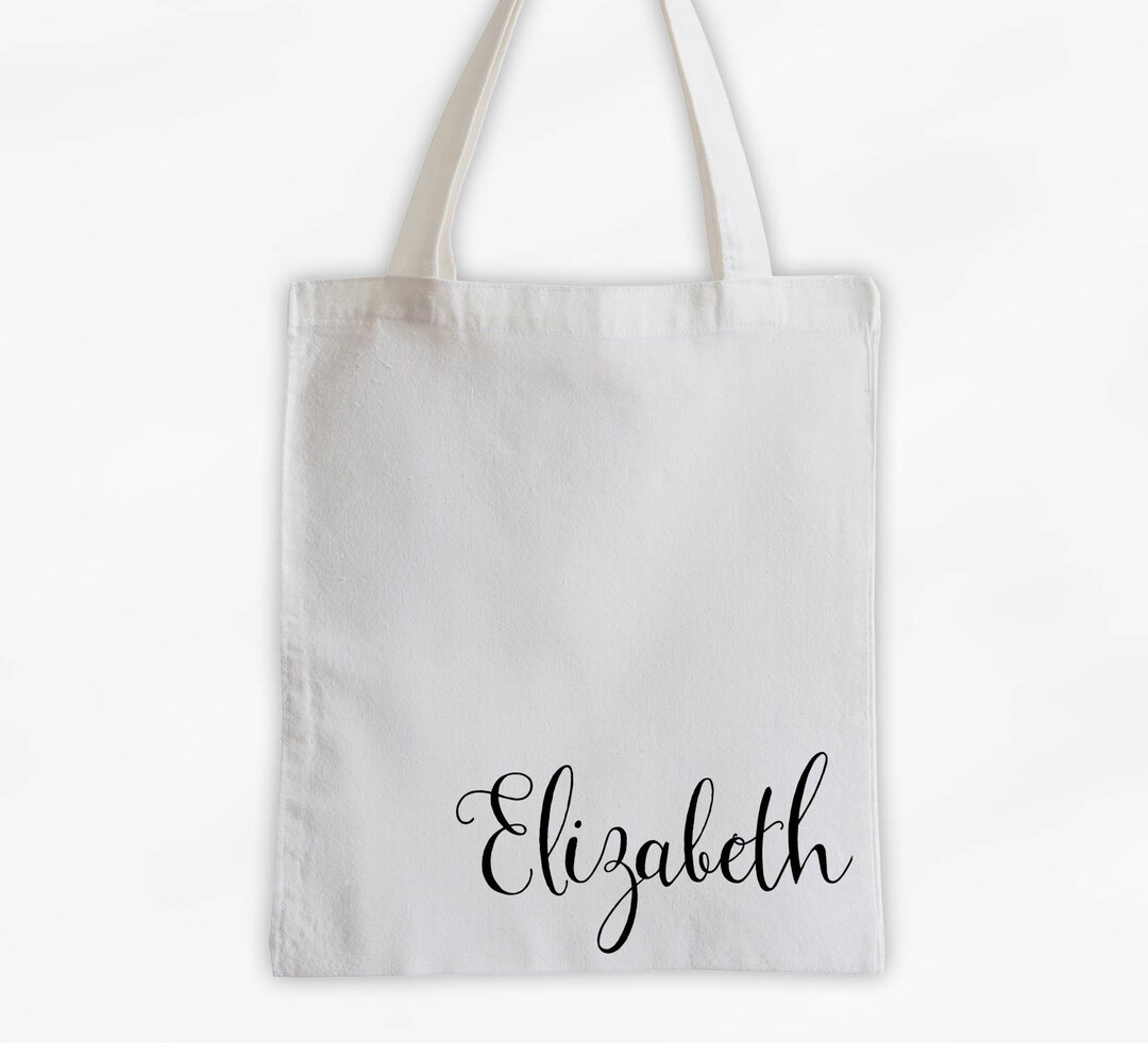 Personalized Cotton Canvas Tote Bag With First Name in Script - Etsy