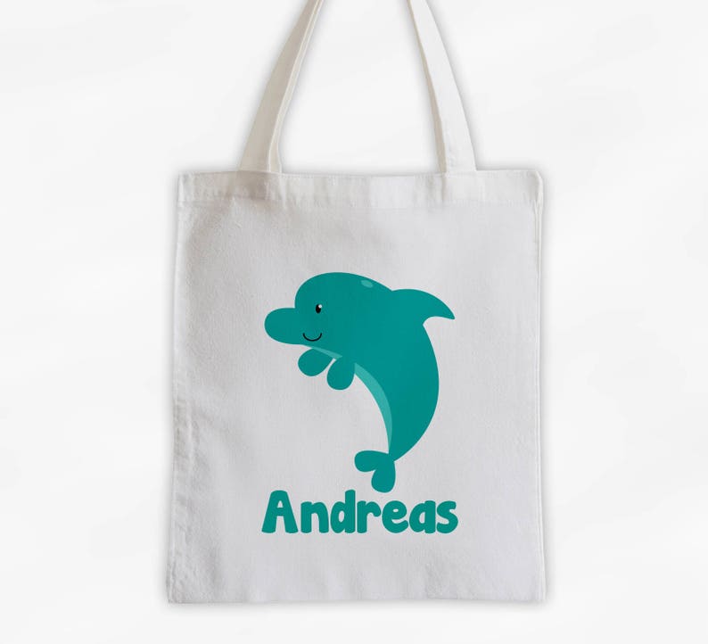Sea Animal Custom Travel Overnight Bag for Boys or Girls Ocean Reusable Tote Personalized Dolphin Canvas Tote Bag 3045