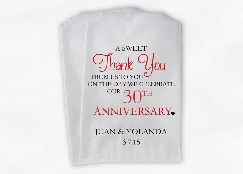 Anniversary Candy Buffet Treat Bags A Sweet Thank You Black and Red Personalized Favor Bags with Couple/'s Names and Date 0085