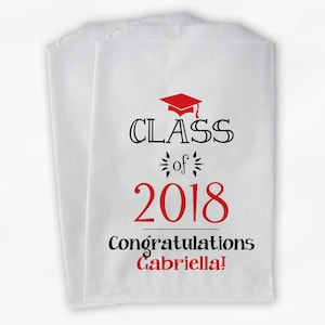 Class of 2023 Personalized Treat Bags - Set of 25 Black & Red High School Graduation Party Custom Favor Bags in School Colors