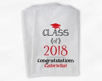 Class of 2023 Personalized Treat Bags - Set of 25 Black & Red High School Graduation Party Custom Favor Bags in School Colors