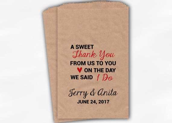 Custom Kraft Paper Bags Love Is Sweet Calligraphy Wedding Candy Buffet Treat Bags Personalized Favor Bags in Black and Red 0122