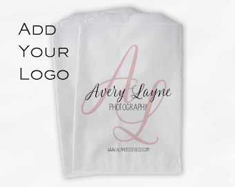 Custom Logo Merchandise Bags - Business Event Customized Favor Bags for Candy Buffet - 25 Paper Treat Bags