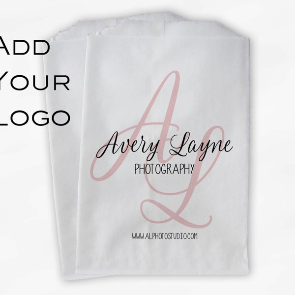 Custom Logo Merchandise Bags - Business Event Customized Favor Bags for Candy Buffet - 25 Paper Treat Bags