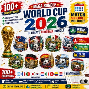 World Cup 2026 Teams Bundle | 100+ Country Flags, Logos, Schedule Planner (Digital Download)