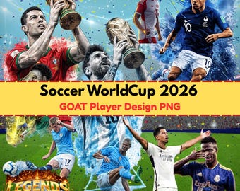 WM 2026 Fussball Legends Grafik | Fußball Fan Bekleidung (PNG Download)