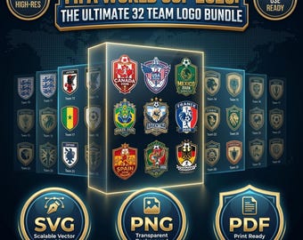 2026 WM Nationalmannschaft Logos | SVG PNG PDF Bundle (Digitaler Download)
