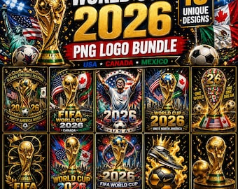 World Cup 2026 PNG Logo Bundle, USA Kanada Mexiko Fußball Grafiken (10 Designs)