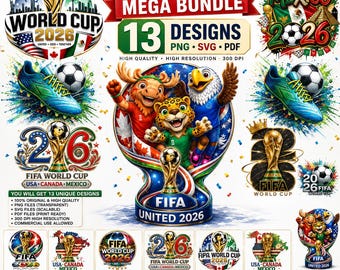 World Cup 2026 Soccer Trophy Bundle | USA, Canada, Mexico Football Graphics (Digital Download)