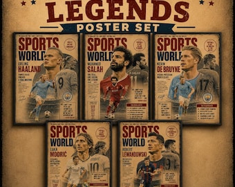 Fußball-Legenden Poster Set – Moderne Fußball-Kunst (Digitaler Download)