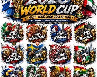 2026 Fußball WM Halbton Logo Bundle | 48 Nation Grafik (Digitaler Download)