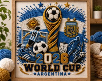 Argentinien WM 2026 PNG | Argentinien Fan Yarn Art (Digitaler Download)