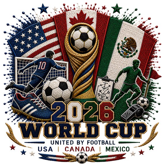 2026 World Cup PNG | USA Canada Mexico Soccer Trophy Yarn Art (Digital Download)