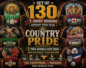 WM 2026 PNG Bundle | 130 Country Fußball Grafiken (Digitaler Download)
