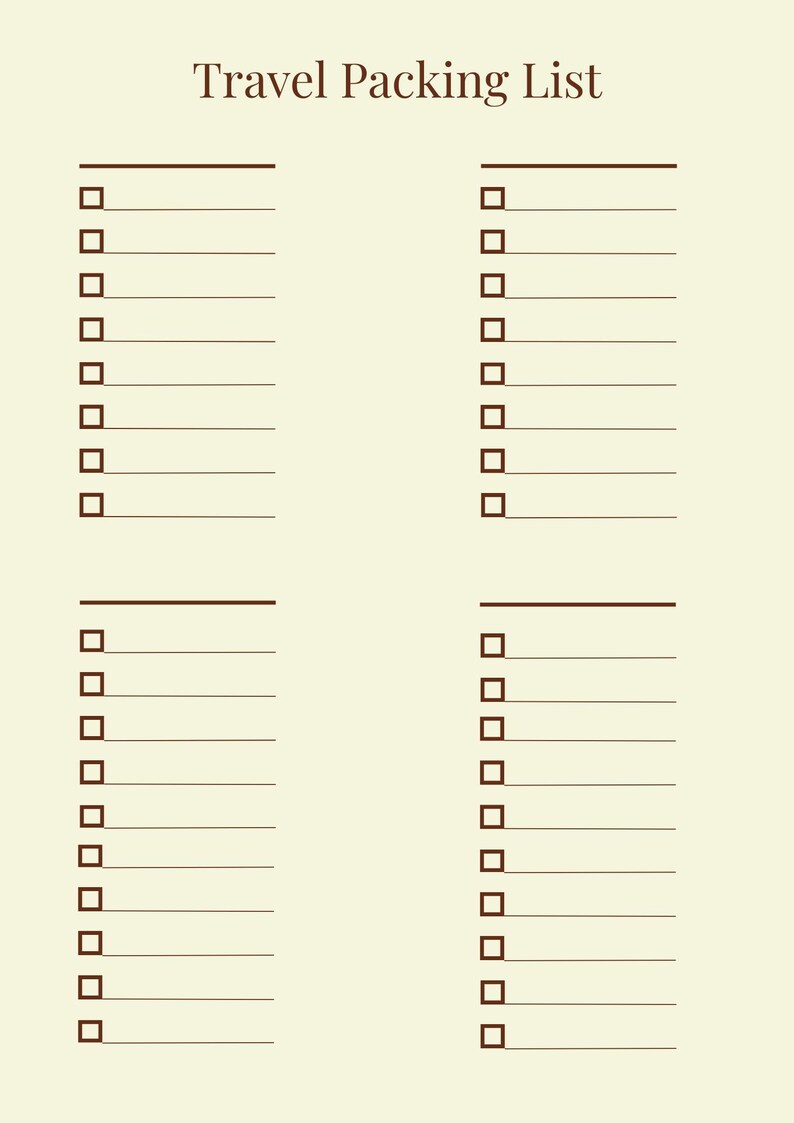 Travel Packing List Printable | Editable PDF Checklist | A4 & A5 ...