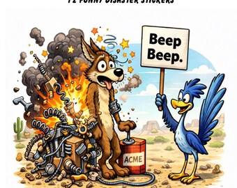 Funny Disaster Stickers | 12 Chaos PNG Designs (Instant Download)