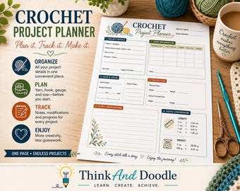 Crochet Project Planner Printable | Crochet Project Worksheet | Yarn & Project Organizer | Instant Download PDF