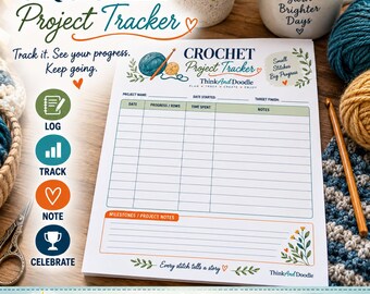 Crochet Project Tracker Printable | Crochet Progress Tracker | Row & Time Log | Crochet Journal PDF