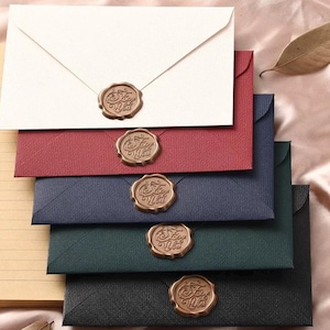 Sobres de lujo con textura de lino, estilo vintage, únicos, en rojo, crema, blanco, verde y azul / Para sellos de cera y cartas manuscritas / Invitaciones de boda