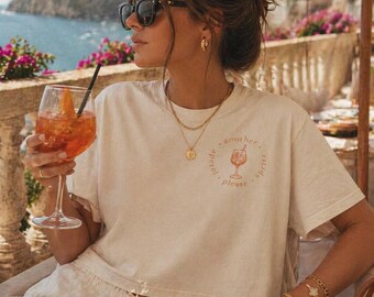 Aperol Spritz Graphic Tee, Euro Sommer Coastal Chic Cocktail Shirt