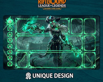 Riftbound-speelmat Miss Fortune Edition • Aangepaste bordspelmat met zones • Digitale download of fysiek TCG-blok • LOL MF fanart 60 x 35
